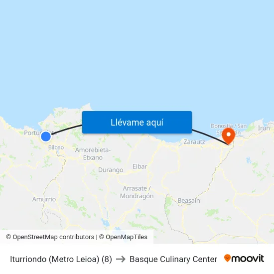 Iturriondo (Metro Leioa) (8) to Basque Culinary Center map