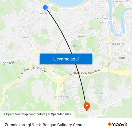 Zumalakarregi 9 to Basque Culinary Center map