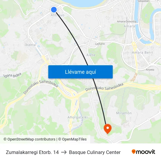 Zumalakarregi Etorb. 14 to Basque Culinary Center map