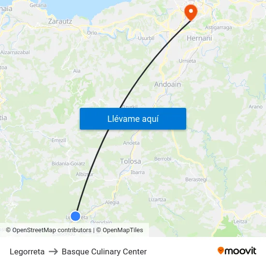 Legorreta to Basque Culinary Center map