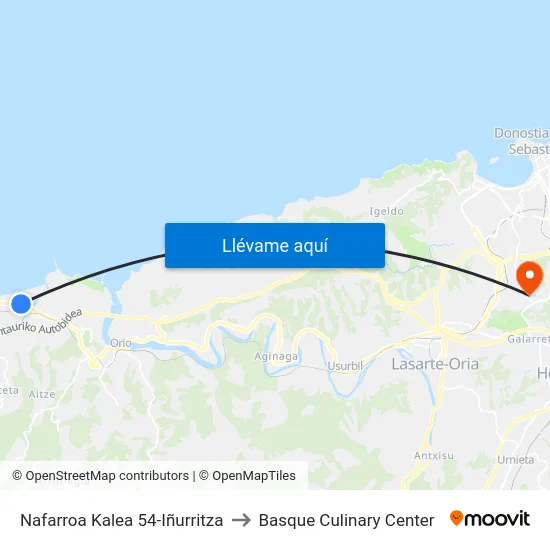 Nafarroa Kalea 54-Iñurritza to Basque Culinary Center map