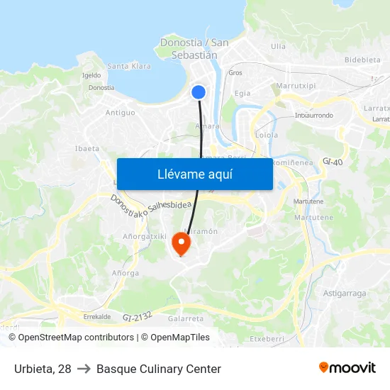 Urbieta, 28 to Basque Culinary Center map