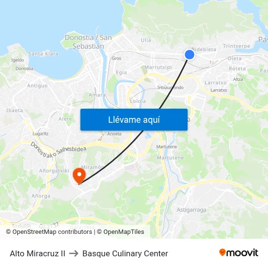 Alto Miracruz II to Basque Culinary Center map