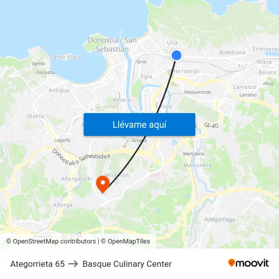 Ategorrieta 65 to Basque Culinary Center map