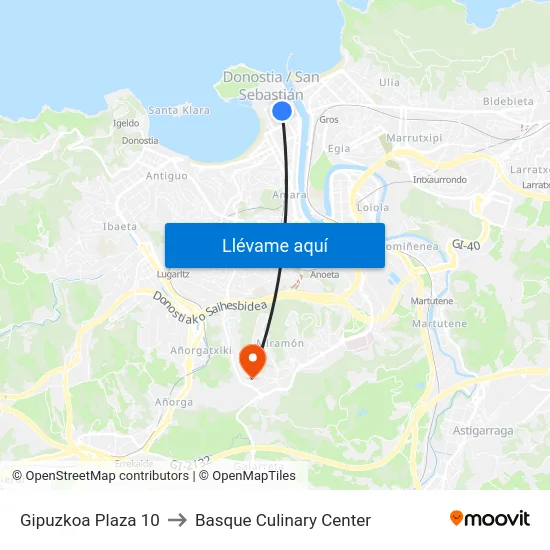 Gipuzkoa Plaza 10 to Basque Culinary Center map