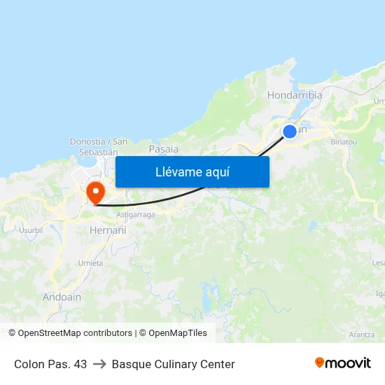 Colon Pas. 43 to Basque Culinary Center map