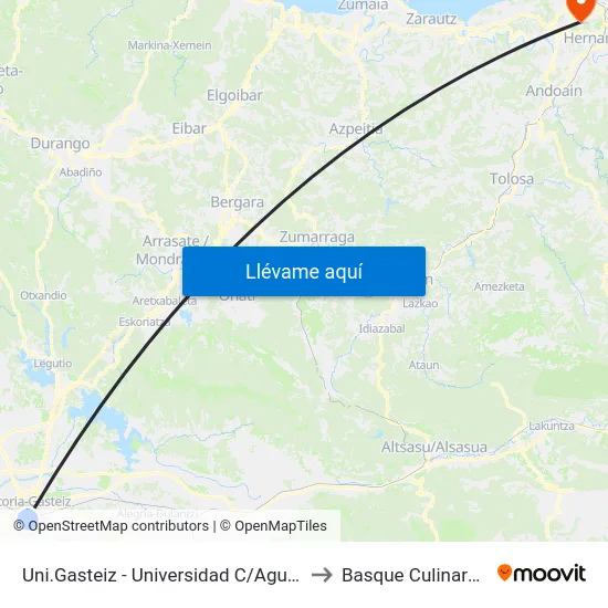 Uni.Gasteiz - Universidad C/Aguirre Miramon to Basque Culinary Center map