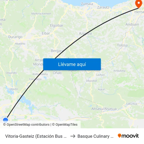 Vitoria-Gasteiz (Estación Bus Geltokia) to Basque Culinary Center map