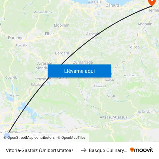 Vitoria-Gasteiz (Unibertsitatea/Universidad) to Basque Culinary Center map