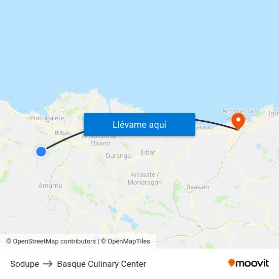 Sodupe to Basque Culinary Center map