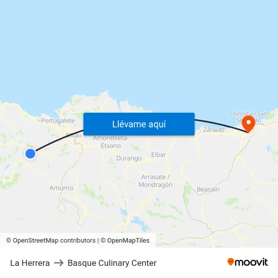 La Herrera to Basque Culinary Center map