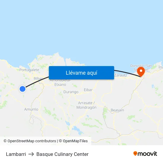 Lambarri to Basque Culinary Center map