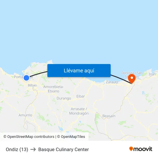 Ondiz (13) to Basque Culinary Center map