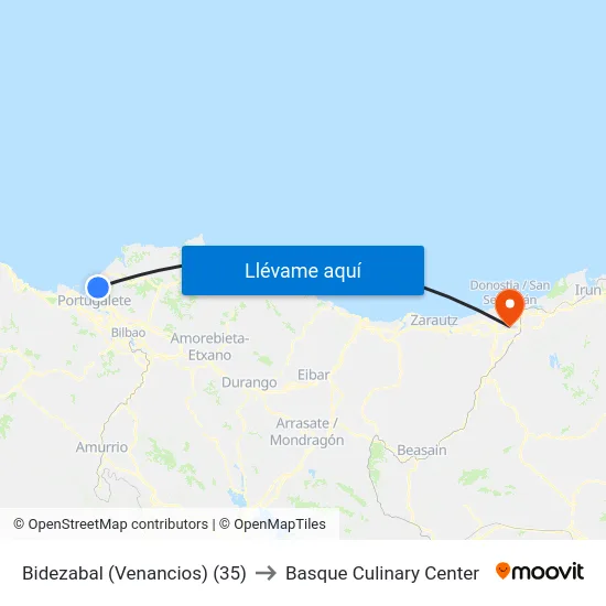 Bidezabal (Venancios) (35) to Basque Culinary Center map