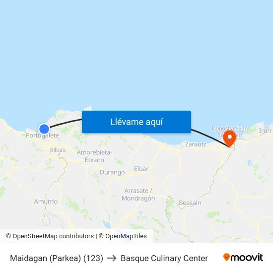 Maidagan (Parkea) (123) to Basque Culinary Center map