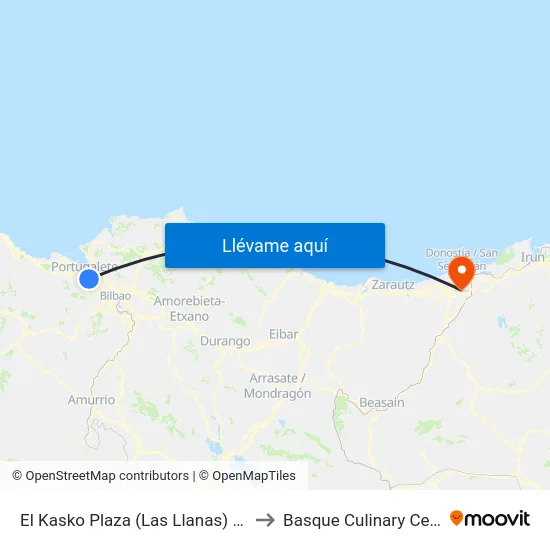 El Kasko Plaza (Las Llanas) (383) to Basque Culinary Center map
