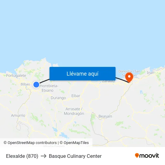 Elexalde (870) to Basque Culinary Center map