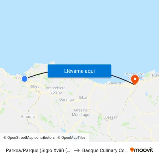 Parkea/Parque (Siglo Xviii) (1086) to Basque Culinary Center map