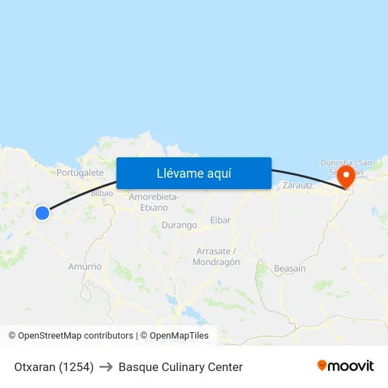 Otxaran (1254) to Basque Culinary Center map