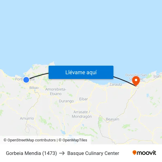 Gorbeia Mendia (1473) to Basque Culinary Center map