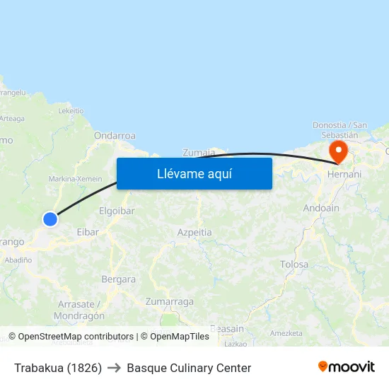 Trabakua (1826) to Basque Culinary Center map