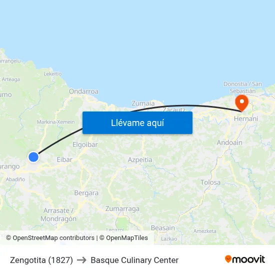 Zengotita (1827) to Basque Culinary Center map