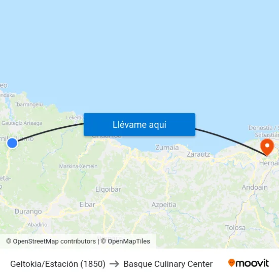 Geltokia/Estación (1850) to Basque Culinary Center map