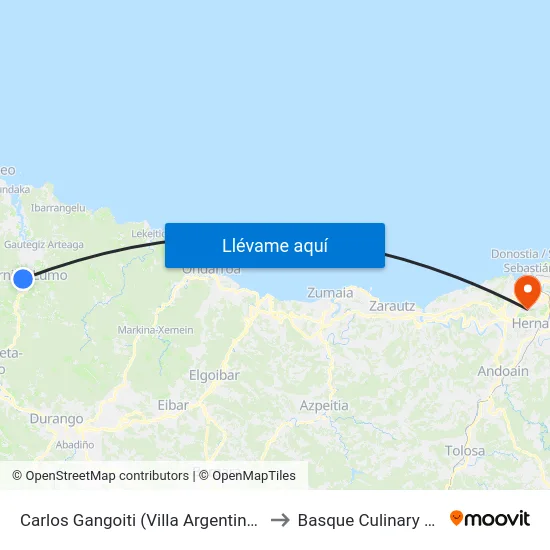 Carlos Gangoiti (Villa Argentina) (1989) to Basque Culinary Center map