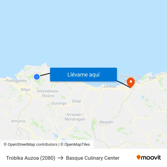 Trobika Auzoa (2080) to Basque Culinary Center map