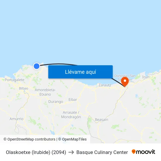 Olaskoetxe (Irubide) (2094) to Basque Culinary Center map