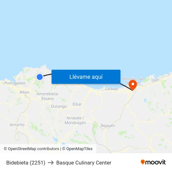 Bidebieta (2251) to Basque Culinary Center map