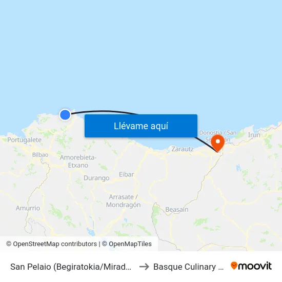 San Pelaio (Begiratokia/Mirador) (2352) to Basque Culinary Center map