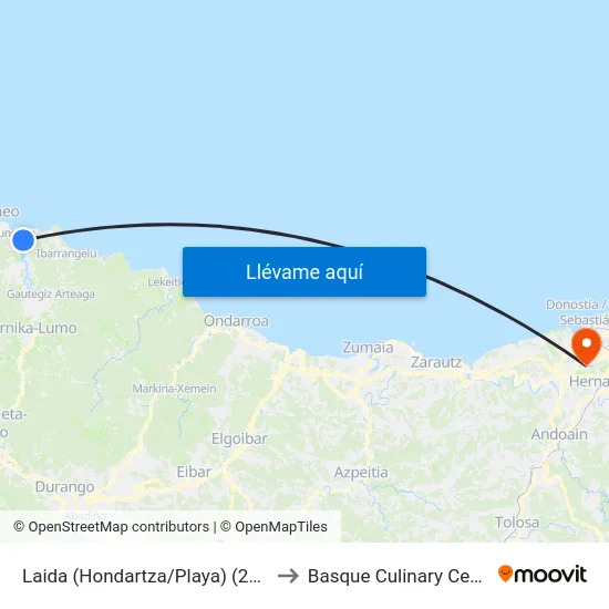 Laida (Hondartza/Playa) (2396) to Basque Culinary Center map