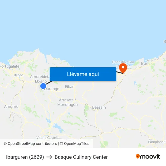 Ibarguren (2629) to Basque Culinary Center map