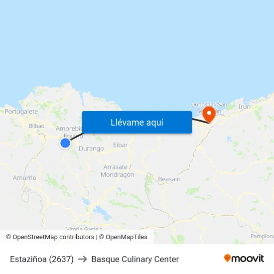 Estaziñoa (2637) to Basque Culinary Center map