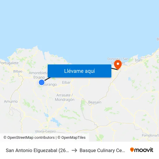 San Antonio Elguezabal (2696) to Basque Culinary Center map