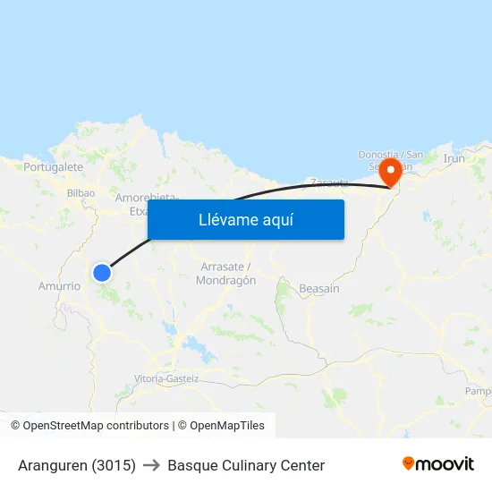 Aranguren (3015) to Basque Culinary Center map