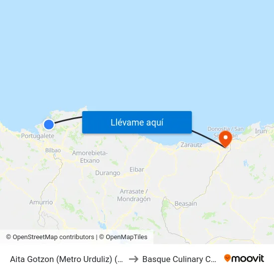 Aita Gotzon (Metro Urduliz) (3102) to Basque Culinary Center map