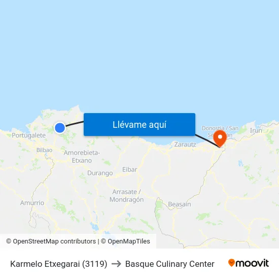 Karmelo Etxegarai (3119) to Basque Culinary Center map