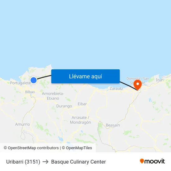 Uribarri (3151) to Basque Culinary Center map