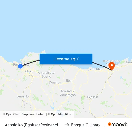 Aspaldiko (Egoitza/Residencia) (3375) to Basque Culinary Center map