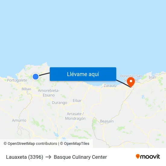 Lauaxeta (3396) to Basque Culinary Center map