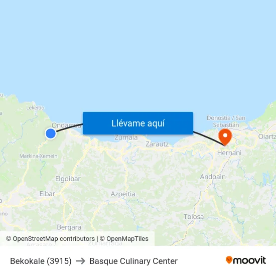 Bekokale (3915) to Basque Culinary Center map