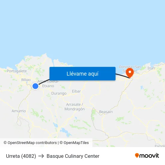 Urreta (4082) to Basque Culinary Center map