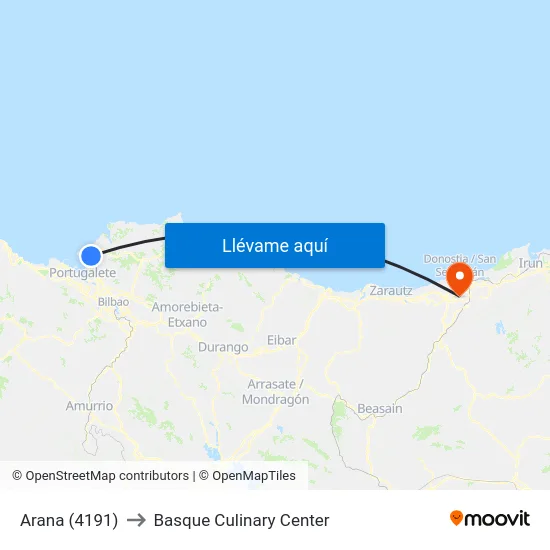 Arana (4191) to Basque Culinary Center map