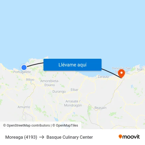 Moreaga (4193) to Basque Culinary Center map