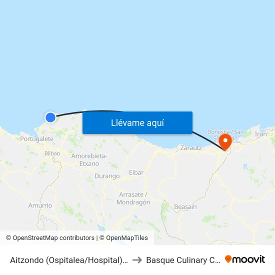 Aitzondo (Ospitalea/Hospital) (4211) to Basque Culinary Center map