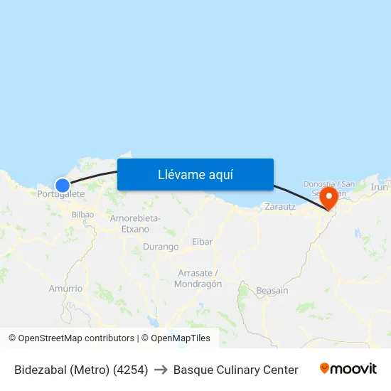 Bidezabal (Metro) (4254) to Basque Culinary Center map