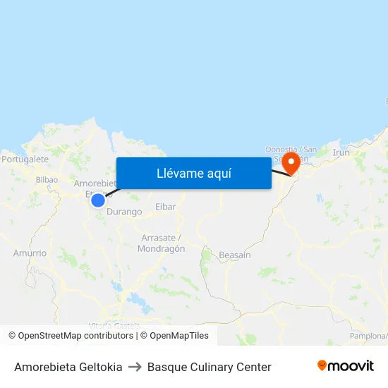 Amorebieta Geltokia to Basque Culinary Center map