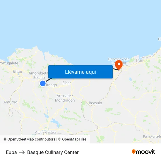 Euba to Basque Culinary Center map